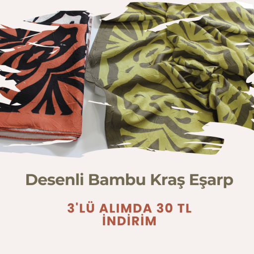Desenli Bambu Eşarp 3'Lü Alımda 30 TL İndirim
